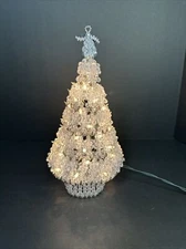 Vintage 1960’s Beaded Handmade Light Up Plug In Tree 13”