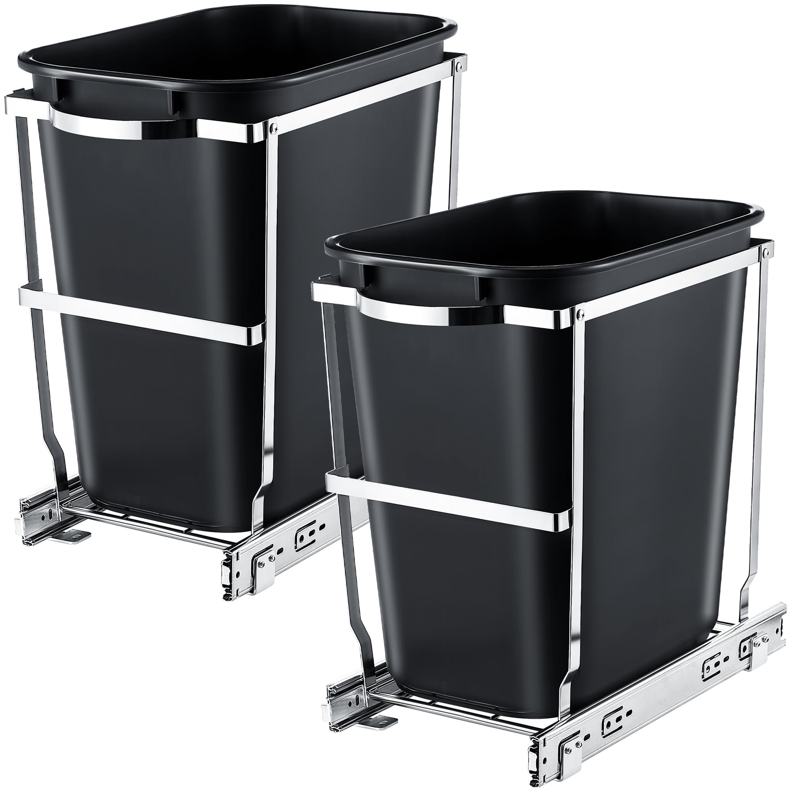 2 Pack 30 Liter 8 Gallon Pull Out Trash Can Under Cabinet, Kitchen Under Sink...