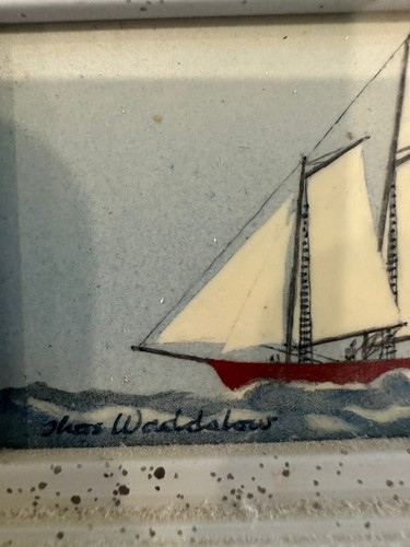 🇺🇸Thomas Waddelow Tiny Oil Painting Sailboat # NA Landscape Laguna Beach CA - Picture 2 of 7