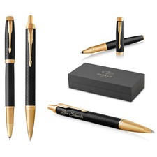 Parker IM PREMIUM Schreibset Tintenroller+Kugelschreiber Black/Gold G.C graviert