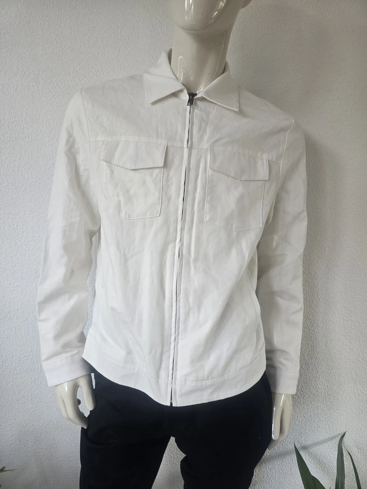 MANGO Zipper Linen Cotton White Jacket Size L £79.99 - Image 4 of 4