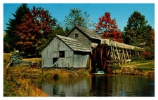 Blue Ridge Parkway VA Virginia Mabry Mill Autumn Posted 1955 Chrome Postcard