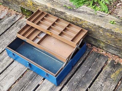 Fishing Tackle Toolbox Kennedy Kits T-18 Vintage 18x8x7 Two Trays 10 Lbs USA Vtg - Picture 4 of 24