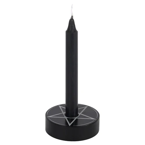 Spell Candle Holder in Black Pentagram Design Magic Wiccan Altar Witch Pagan
