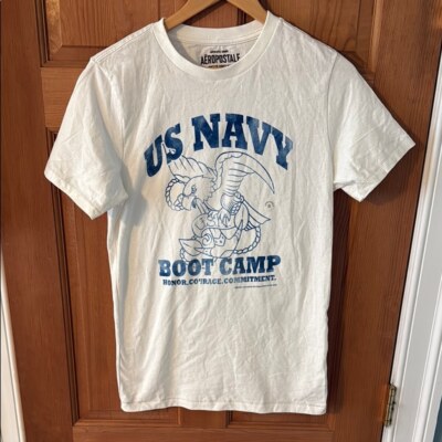 Aeropostale Size Small Men's Teen Boy/Girl US Navy Boot Camp White T-Shirt NWT