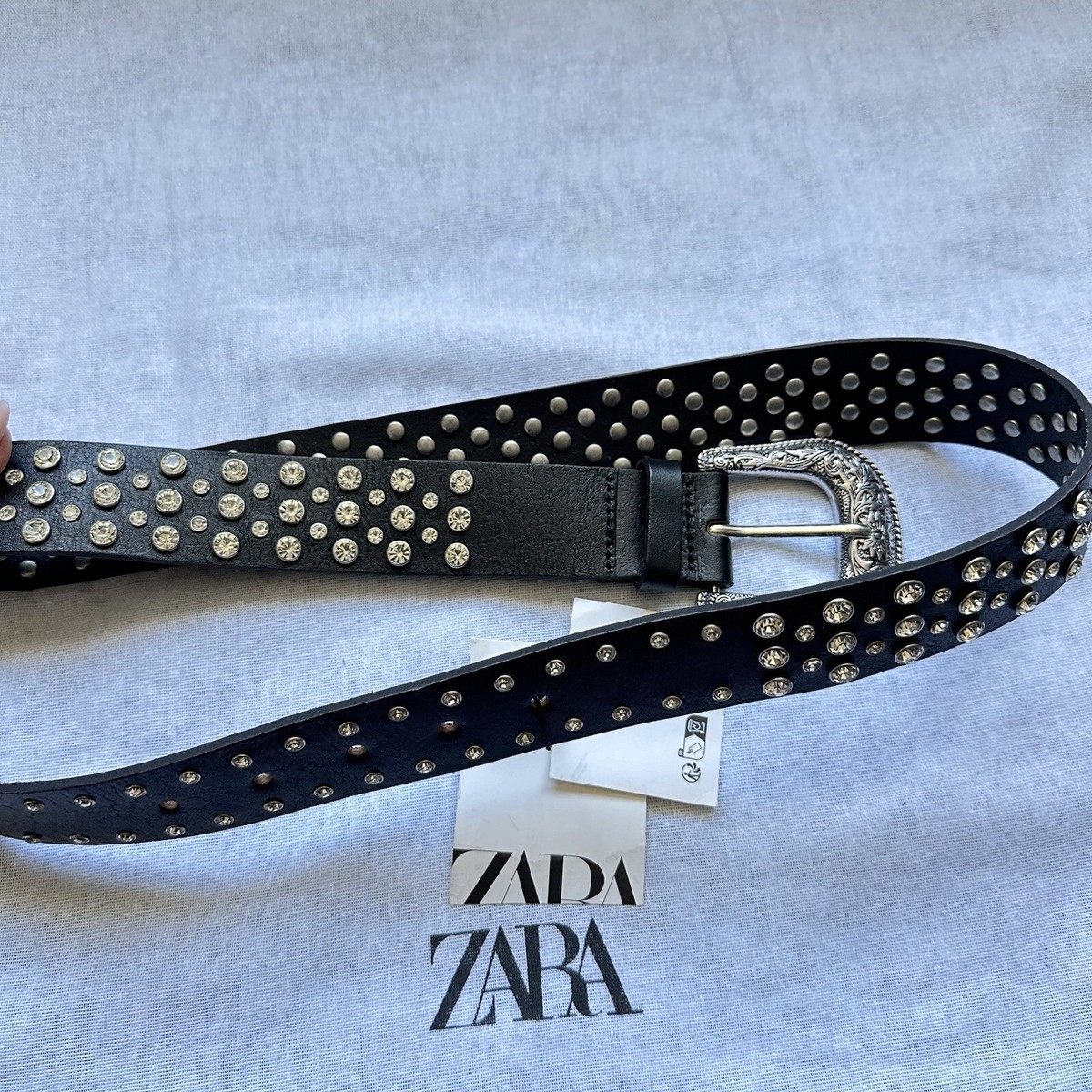 Zara leather belt metal flower studded Zara Women main image 2