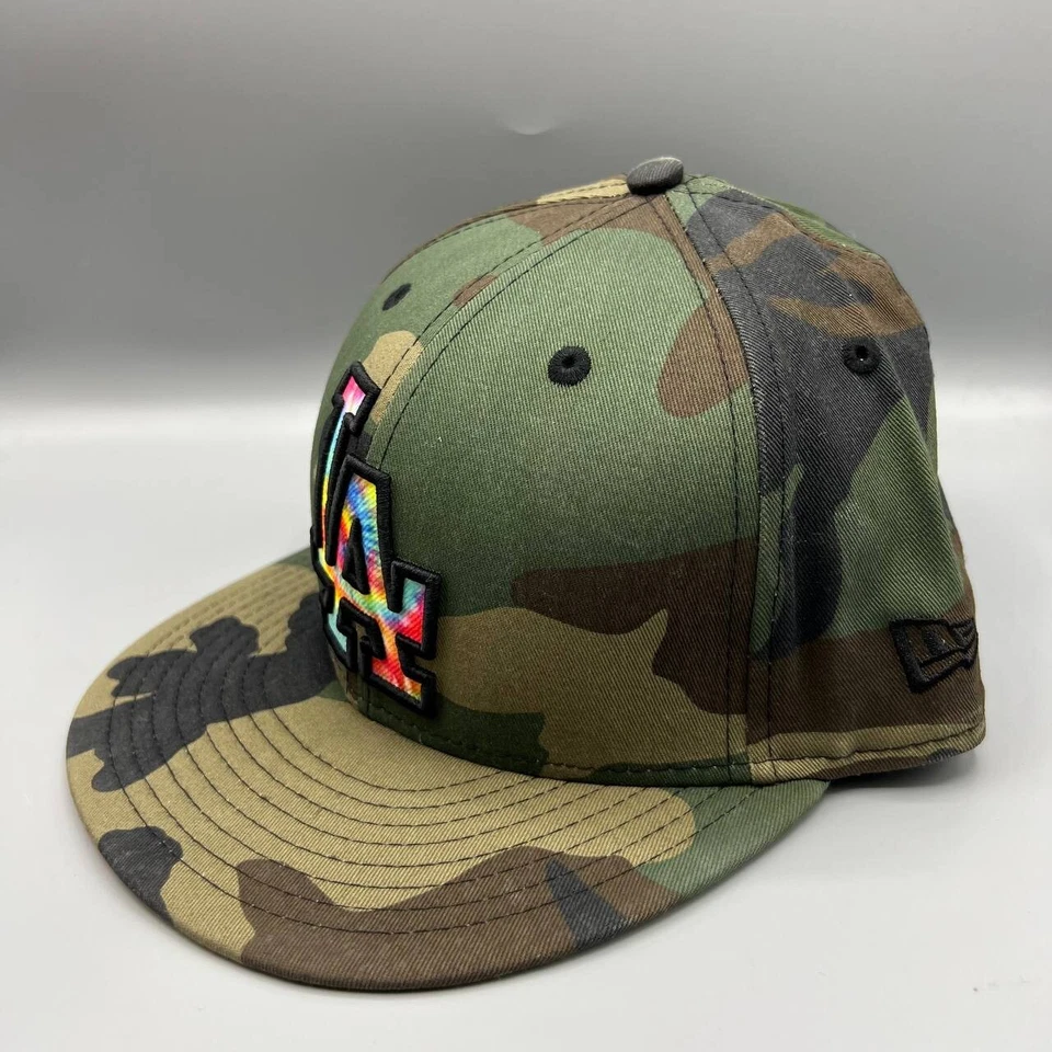 Gorra ajustada Los Angeles LA Dodgers para hombre 7 1/4 verde camuflaje 59Fifty New Era Foto 2 de 4