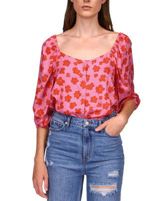 Sanctuary Women's Daily Button-Front Blouse (Cherry Kiss, S)