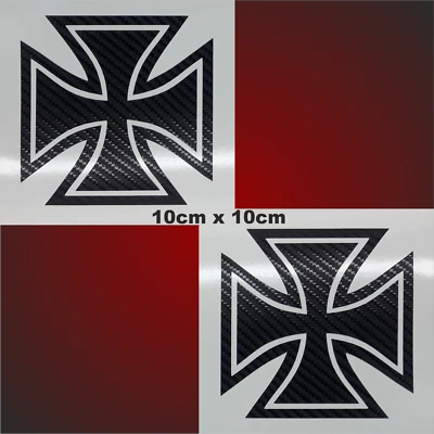 PLOTTI SHOP 2x 10cm Aufkleber Oldschool Iron Cross Retro Tuning Eisernes Kreuz Army Carbon