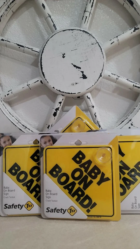 Seguridad 1er "¡Bebé a bordo!" Lote de 10 calcomanías amarillas de letrero de succión para ventana de coche bebé nuevas Foto 2 de 2