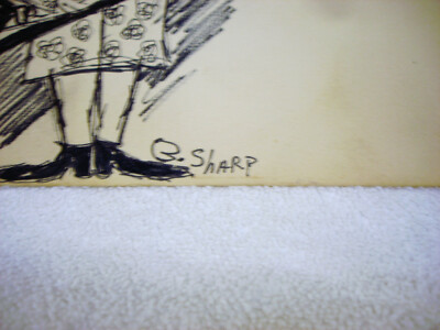 Original Vintage 1960s Jimi Hendrix Hand Drawing Artwork By Basil