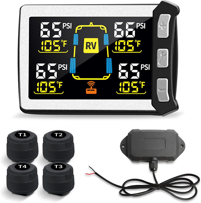 #ad #ad Rv Trailer Tire Pressure Monitoring System Tire Pressure Monitor with Color LCD $170.99
