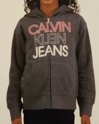 NEW Calvin Klein Jeans Youth Girl's Full Zip Graphic Hoodie Size Large 14-16