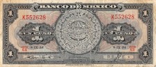 Mexico 1 Peso 8.9.1954 Series ES Prefix K Circulated Banknote BB5