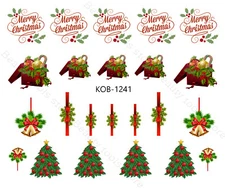 Nail Art Water Transfer Stickers Decal Christmas tree decorations bells KoB-1241