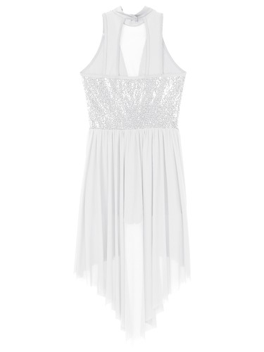 DE Damen Tanzkleid Pailletten Ballettkleid Ärmellos Gymnastik Latein Kleid - Bild 31 von 62