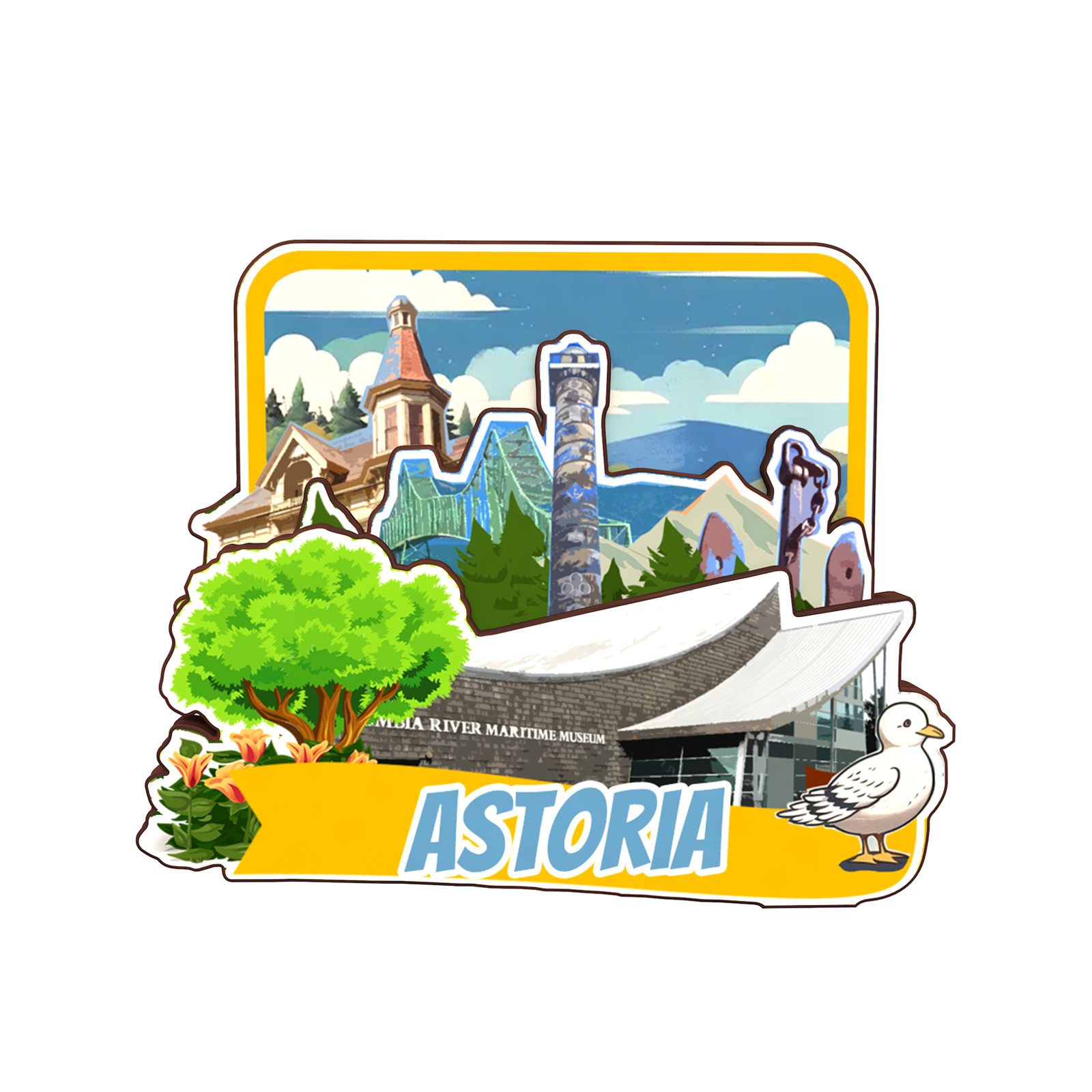 Astoria Oregon USA Refrigerator magnet 3D travel souvenirs wood