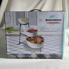 Serving Set Chips& Dip White Ceramic Appetizer Bowl Serving Set