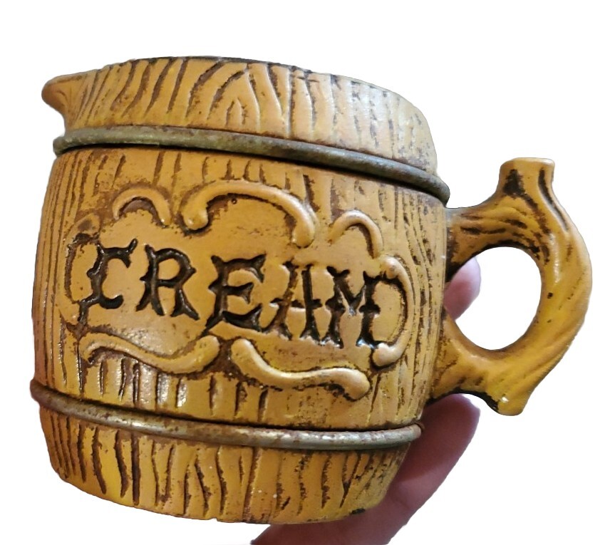 Vintage Pottery Barrel Creamer Server - Japan Kitsch Retro Lipper & Mann