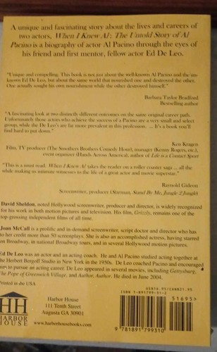 When I Knew Al : The Untold Story of Al Pacino by Joan McCall and David Sheldon - Picture 2 of 3