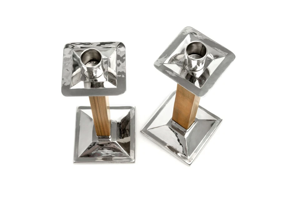 Candelabros hechos a mano candelabros con madera Lignum Vitae y níquel plata Foto 4 de 4