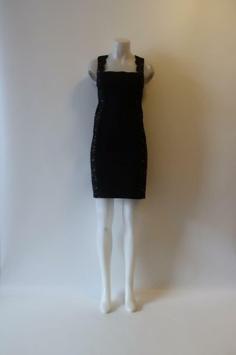 WOMENS NANETTE LEPORE BLACK LEATHER TEXTILE SLEEVELESS SHEATH DRESS 4 * - Picture 5 of 10