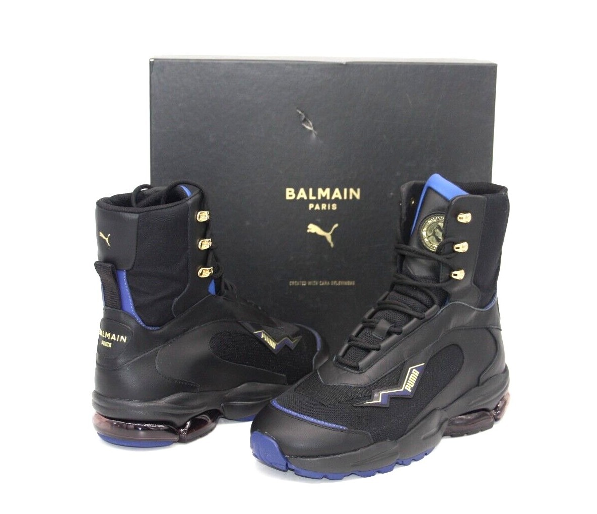 WOMENS BOOT PUMA CELL STALLAR MID X BALMAIN BLACK/ROYAL 373747-01  
