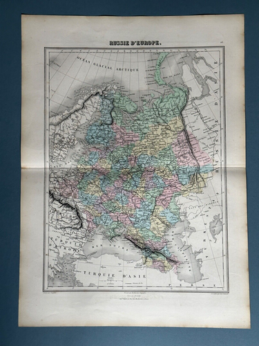 European Russia, Russie D'Europe, 1882 Vintage Map, by J. Migeon