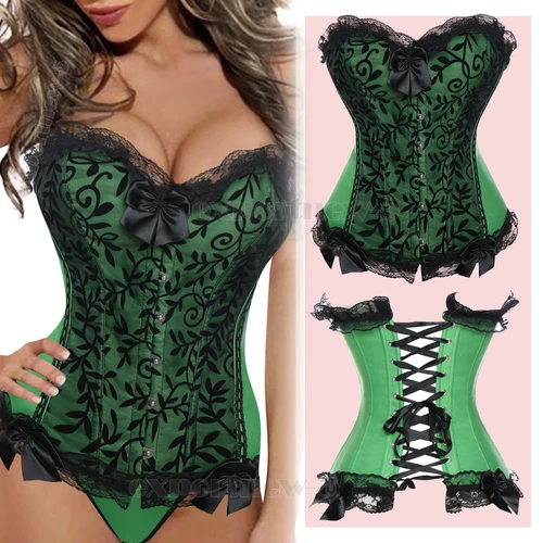 Mujeres Corsé Floral con Cordones Corsé Burlesco Deshuesado Sobre Busto Bustier Prendas para el torso S-6XL - Imagen 23 de 35