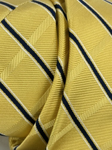 Hart Schaffner Marx Men’s Neck Tie 100% Silk Gold Repp Tie W/Stripes 3.5.W60.L - Picture 5 of 12