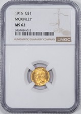 1916 NGC MS62 McKinley Gold Commemorative Dollar G$1 Choice Uncirculated