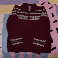 Eddie Bauer Collectibles Women's S Folksy Deep Red Pullover Fall Winter Sweater