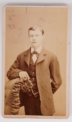 Antique CDV Henry W. Biffar Handsome Young Man In Suit Brooklyn New York