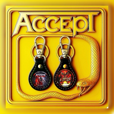 ACCEPT GERMAN ROCK BAND  LIFE IS A BITCH  TWO LEATHER KEYCHAINS   