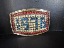 1976 Bicentennial Red Blue Clear Rhinestone Covered Belt Buckle NORSELL ORIGINAL