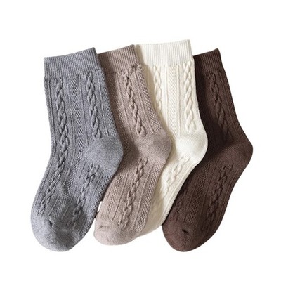 12 Pairs Kids Girls Retro Cotton Middle Tube School Students Warm Crew Socks