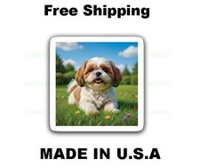 Shih Tzu Dog Grass Vinyl Playful Decal Sticker Cute Pet Puppy A