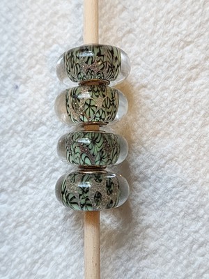 Trollbeads Green Glitter Base, Gorgeous 4 Available  Choose From Pull Down
