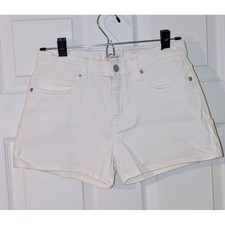 Crewcuts J Crew Girls White Denim High Rise Shorts Size 14 Adjustable Waist NWT