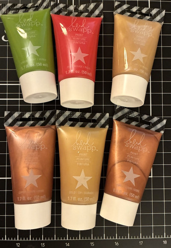 Heidi Swapp by American Crafts PAINT Lot of 6 TUBES Gold, Copper, Green, Red