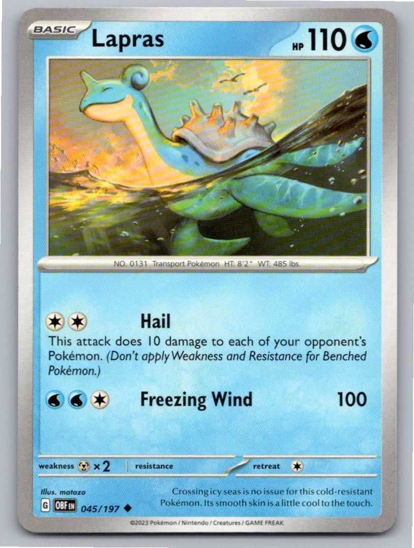 2023 POKEMON LAPRAS OBSIDIAN FLAMES 045/197 UNCOMMON NM A27722 FREE S&H