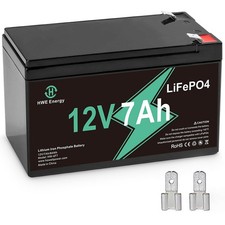 12V 7Ah Battery, 4000 Deep Cycles Rechargeable LiFePO4 with Smart 15A BMS