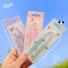 2pcs Sticker Tweezers For Crafting Pointed Tip With Spring, Green