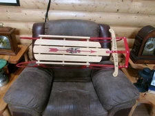 Vintage Flexible Flyer III 48" Wood & Metal Sled Red Rails
