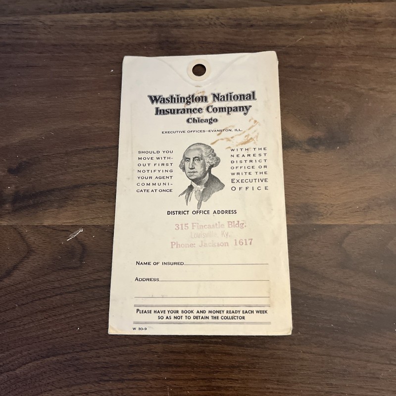 VTG WASHINGTON NATIONAL INSURANCE CO. CHICAGO SLEEVED ENVELOPE LOUISVILLE OFFICE