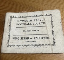 Plymouth Argyle Football 1938-1939 Juvenile Season Ticket Book Wing Stand
