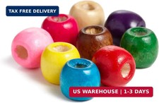 600 Large Hole Wood Beads for Crafts and Macrame 12mm x 11mm Barrel Hair Beads w