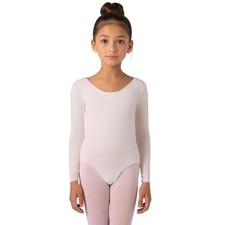 Danskin Childs M 8-10 Leotard Theatrical Pink Long Sleeve Scoop Neck Dance