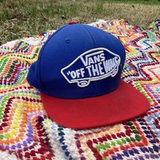 Vans Off The Wall Blue Red Snapback Hat Skateboarding Adjustable Cap Streetwear