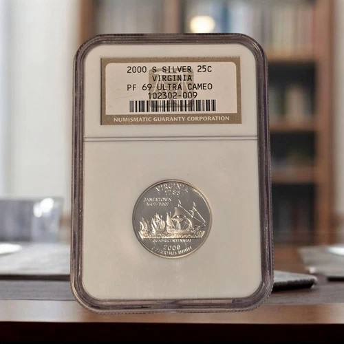2000-S Silver Virginia State Quarter • NGC PF‑69 Ultra Cameo • 90% Silver